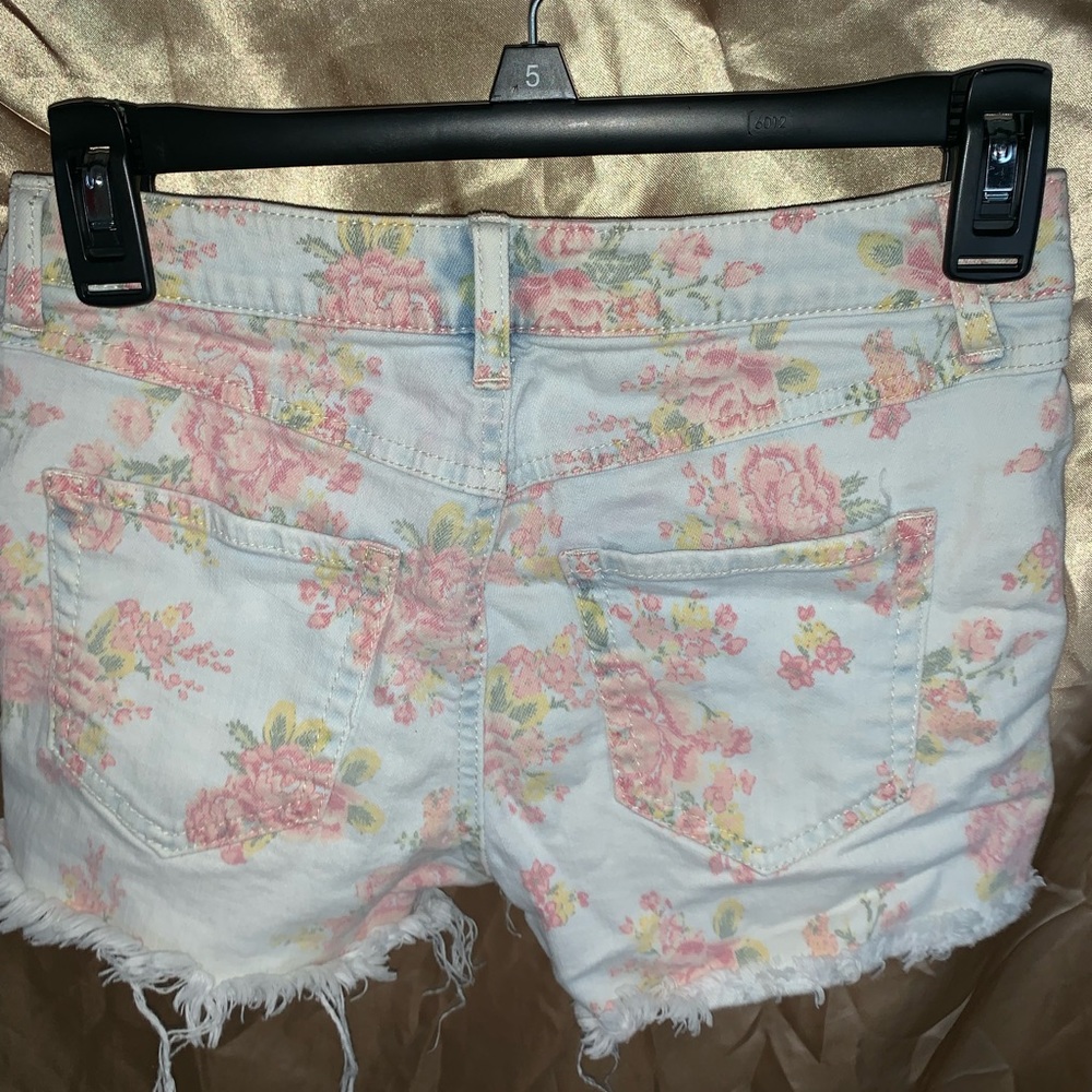 A floral denim shorts